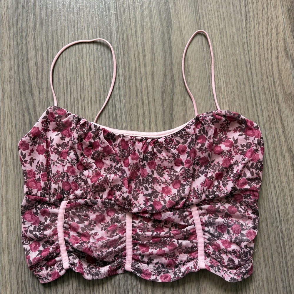 Garage Floral Mesh Crop Top